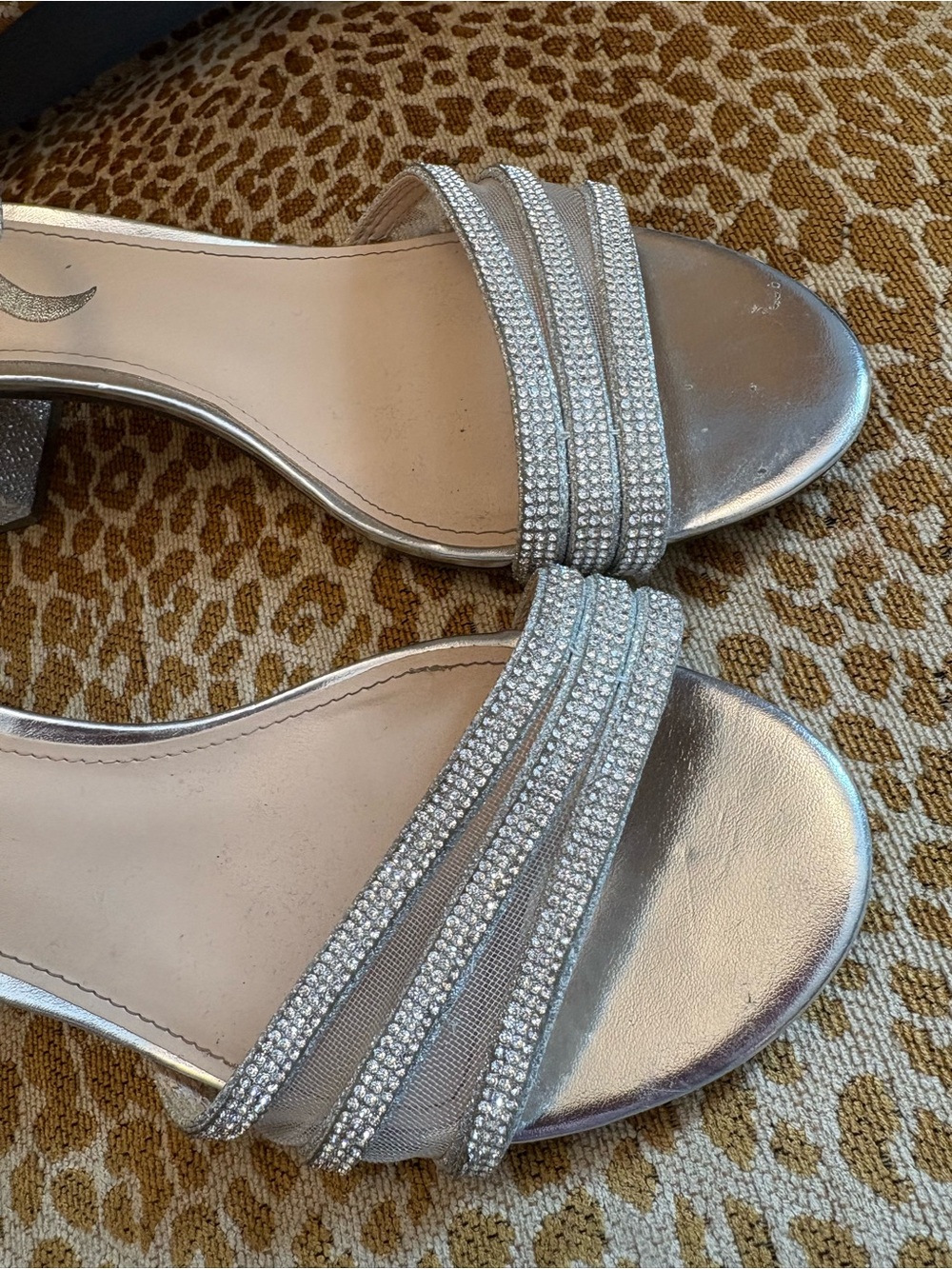 Nina Silver Sparkle Strappy Block Heel Sandals - Picture 4 of 6